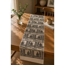 Typoniq Attitude Included Mirage Premium Dokuma Nakış Işlemeli Bej-Siyah Runner 40X140 cm