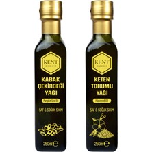 Kent Bahçesi Kabak Yağı + Keten Tohumu Yağı 250 ml - Soğuk Sıkım Damlalıklı