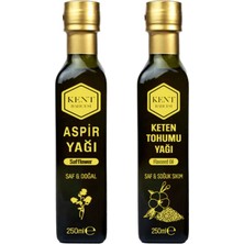 Kent Bahçesi Aspir Yağı + Keten Tohumu Yağı 250 ml - Soğuk Sıkım Damlalıklı