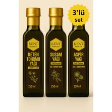 Kent Bahçesi Keten Tohumu + Susam + Aspir Yağı % ve 250 ml - Soğuk Sıkım Damlalıklı