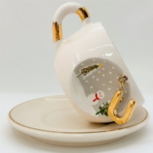 BSK Ceramics Handmade Kış Harfli Porselen Çay Fincanı U Harfi