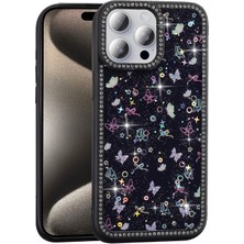Tele Shop iPhone 15 Pro Premium Glitter Mini Figürlü Taşlı Telefon Kılıfı Mlk/azra