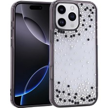 Ceponya iPhone 16 Pro Max Kılıf Airbag Tasarımlı Damla Taşlı Şeffaf Pera Silikon Kapak