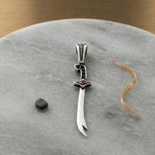 Ebrar Silver Gümüş Zülfikar Kolye Ucu 925 Ayar Gümüş Üzeri Taşlı Zülfikar Figürlü Unisex Kolye Ucu