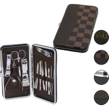 Belirtilmemiş 12 Pcs - Gümüş Mani̇kür - Pedi̇kür Seti̇ Renkli̇ Desenli̇ - Cüzdan Modeli̇ Çantali