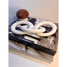 Gragold3 Design Modern Beyaz Zincir Dekoratif Obje – Şık Masa Üstü & Kitaplık Süs Eşyası (12 cm x 3 Zincir Bloğu)