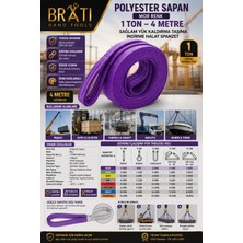 BRATİ HAND TOOLS Polyester Sapan Mor Renk 1 Ton 4 Metre Sağlam Yük Kaldırma Taşıma Indirme Halat Spanzet