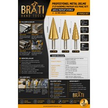 BRATİ HAND TOOLS Profesyonel Metal Delme 3’lü Kademeli Matkap Ucu Panç Seti – Şarjlı Matkap Uyumlu 4-32 Arası