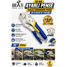 BRATİ HAND TOOLS 10 No Ayarlı Pense Izoleli Ergonomik Pense Cr-V Çelik 10'' 250 mm