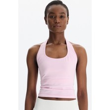 COMEUP Halter Yaka Göğüs Pedli Crop Atlet Balerina Pembe