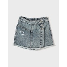 Lc Waikiki Yeni Sezon Beli Lastikli Kız Çocuk Jean Şort Etek