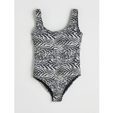 Lc Waikiki Yeni Sezon U Yaka Zebra Desenli Kadın Mayo