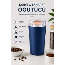 Yenilig Kahve ve Baharat Öğütücü Paslanmaz Çelik Bıçaklı Kahve Değirmeni – Lacivert Elektrikli Öğütücü, Tek Tuşla Pratik Kullanım Lacivert