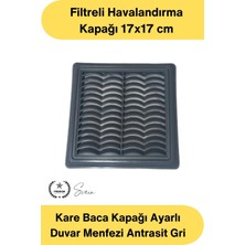 Svein #menfez Kare Baca Kapağı Ayarlı Duvar Menfezi Antrasit Gri Filtreli Havalandırma Kapağı Plastik Ventilasyon Paneli Toz Böcek Önleyici Dekoratif Hava Çıkış Izgarası Dayanıklı Kullanım 17X17 cm