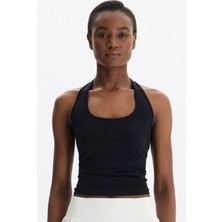 COMEUP Halter Yaka Göğüs Pedli Crop Atlet Siyah