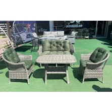 SİTEHOME (Sadece Minder ) Bambu Minderi , Bambu Bahçe Mobilyaları 3'lü Takım Minder Set Yeşil