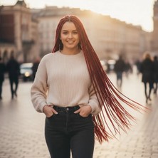 Blueb Afrika Örgüsü ve Rasta Için Sentetik / Açık Kızıl