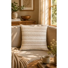 Typoniq Attitude Included Echo Premium Jakarlı Dokuma Bej Kırlent Kılıfı 43X43 cm