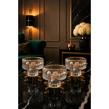 Gülümseten Avm Origami Çizgili Gold Ayaklı Kristal Cam Şekerlik & Çerezlik Seti 3'lü – Inci ve Çiçek Detaylı Lüks S