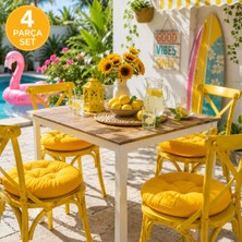 Yuvina 4'lü Yuvarlak Sandalye Minderi 40 cm – Yumuşak Dolgulu, Makinede Yıkanabilir, Iç ve Dış Mekan Kullanımı