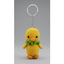 Maskot Koyu Sarı Civciv Amigurumi Organik Anahtarlık Oyuncak