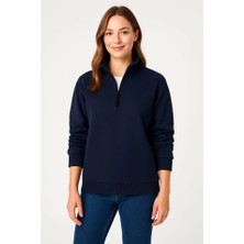 Nova Epoxy Art   Üç Iplik Dık Yaka Yarım Fermuarlı Sweatshirt - Lacivert
