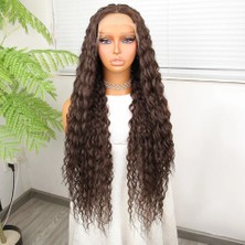 Blueb Afro Dalga Kumral Fiber Sentetik Tül Peruk