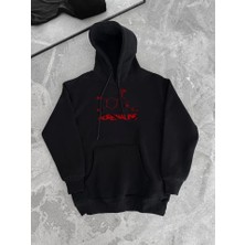 Nova Epoxy Art   Kışlık Uzun Kol Kapüşonlu Sweatshirt - Siyah