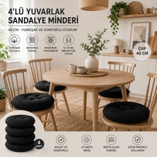 Yuvina 4'lü Yuvarlak Sandalye Minderi 40 cm – Yumuşak Dolgulu, Makinede Yıkanabilir, Iç ve Dış Mekan Kullanımı