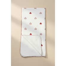 Babymet %100 Pamuk Müslin Pike Bebek Battaniyesi 100x100 cm – Çift Taraflı Kalp Desenli, Doğal&Yumuşak
