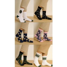 UZN Socks 6’li Renkli Eğlenceli Desenli Çorap Seti – Unisex Günlük Tarz