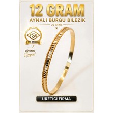 Aks Gold 22 Ayar TSE Belgeli (12 GRAM) Aynalı Burgu Ajda Bilezik Gold Altın Bilezik Düğün Nişan