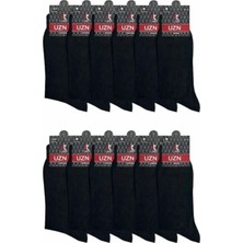 UZN Socks 5 Adet Süper Ekonomik Siyah Erkek Pamuklu Çorap, Uzun Desensiz Pamuklu Çorap Unisex