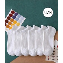 UZN Socks Kadın Beyaz Patik Çorap 5’li Paket – Günlük Rahat Pamuklu Spor Çorap