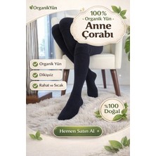 UZN Socks 2 Çift Dikişsiz Organik Yün Anne Çorabı- Uzun Anne Çorabı
