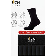 UZN Socks - 12 Çift Erkek Bambu Soket Çorap Özel Kutulu Set