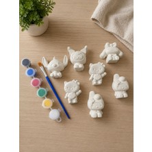 El Yapımı 7 Parça Kuromi, Hello Kitty, My Melody ve Stitch Taş Boyama Seti – 6 Renk Boya ve Fırça Dahil