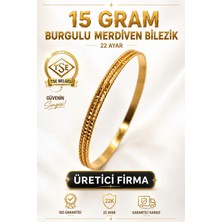 Aks Gold 22 Ayar TSE Belgeli 15 GRAM Burgulu Merdiven Ajda Altın Bilezik Gold Bilezik Düğün Nişan