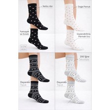 UZN Socks Kadın Desenli Renkli Çorap Seti - 6’lı (Kalp ve Çiçek Desenli, Rahat Günlük Kullanım)