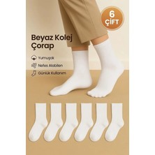 Medine Ticaret 6’lı Unisex Beyaz Yarım Kolej Spor Çorap | Pamuklu – Nefes Alan – Terletmeyen Kolej Çorap