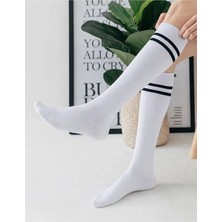 UZN Socks Beyaz Çizgili Tenis Çorap – Pamuklu Günlük Spor Çorap Unisex (1 Çift)