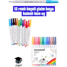 Seyfi Kırtasiye 12 Renk Keçe Uç Çizim Boya Kalemi Ince Uç