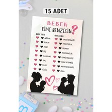 Metranya Cinsiyet Belirleme Partisi Bebek Kime Benzesin? 15 Adet Baby Shower Hediye Süs Anı Hatıra Oyun Kartı