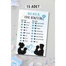 Metranya Cinsiyet Belirleme Partisi Bebek Kime Benzesin? 15 Adet Baby Shower Hediye Süs Anı Hatıra Oyun Kartı