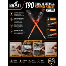 BRATİ HAND TOOLS 190 Yıldız ve Düz Uçlu Kontrol Kalemi 2'li Set