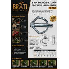 BRATİ HAND TOOLS Yaylı Pim Traktör Pimi Römork Ek Pimi 6mm 10 Adet