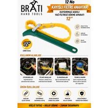 BRATİ HAND TOOLS 12 No Kayışlı Filtre Anahtarı Kaydırmaz Askılı Yağ Filtresi Sökme Aparatı 12''