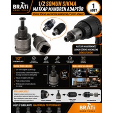 BRATİ HAND TOOLS 1/2 Somun Sıkma Matkap Mandren Adaptör Somun Sökme Makinesini Mandrene Çevirici Aparatı