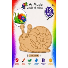 ArtMaster Ahşap Boyama Salyangoz 12 Adet 10X15CM Boyama Böcek Figürleri Etkinlik Çoçuk Gelişim Motor Beceri Kreş Anasınıfı