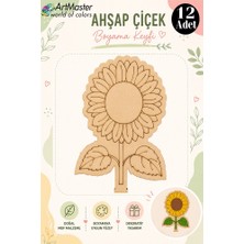 ArtMaster Ahşap Boyama Ayçiçeği 12 Adet 10X15CM Boyama Çiçek Figürleri Etkinlik Çoçuk Gelişim Motor Beceri Kreş Anasınıfı